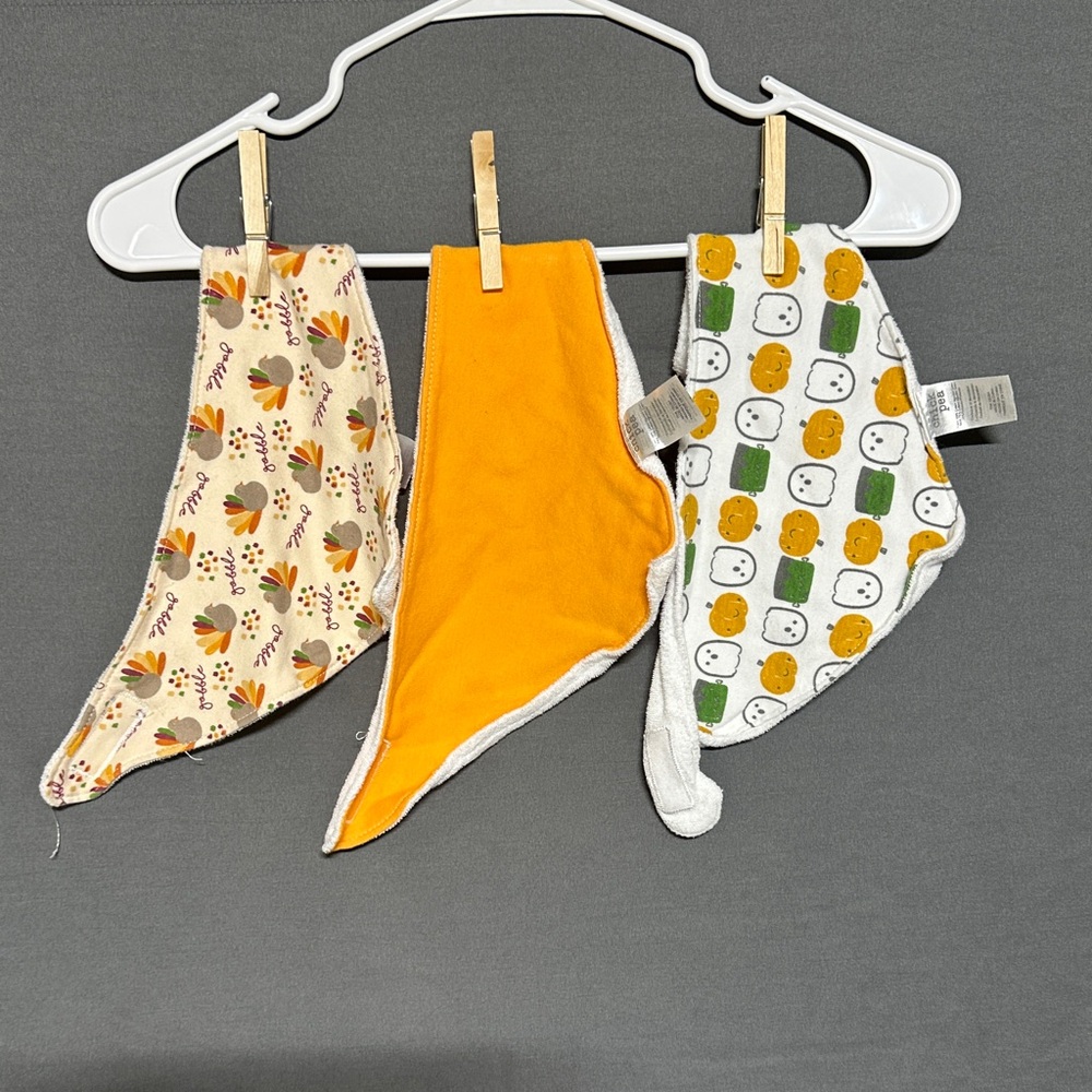 Chick Pea Orange and Animal Print Bib Trio